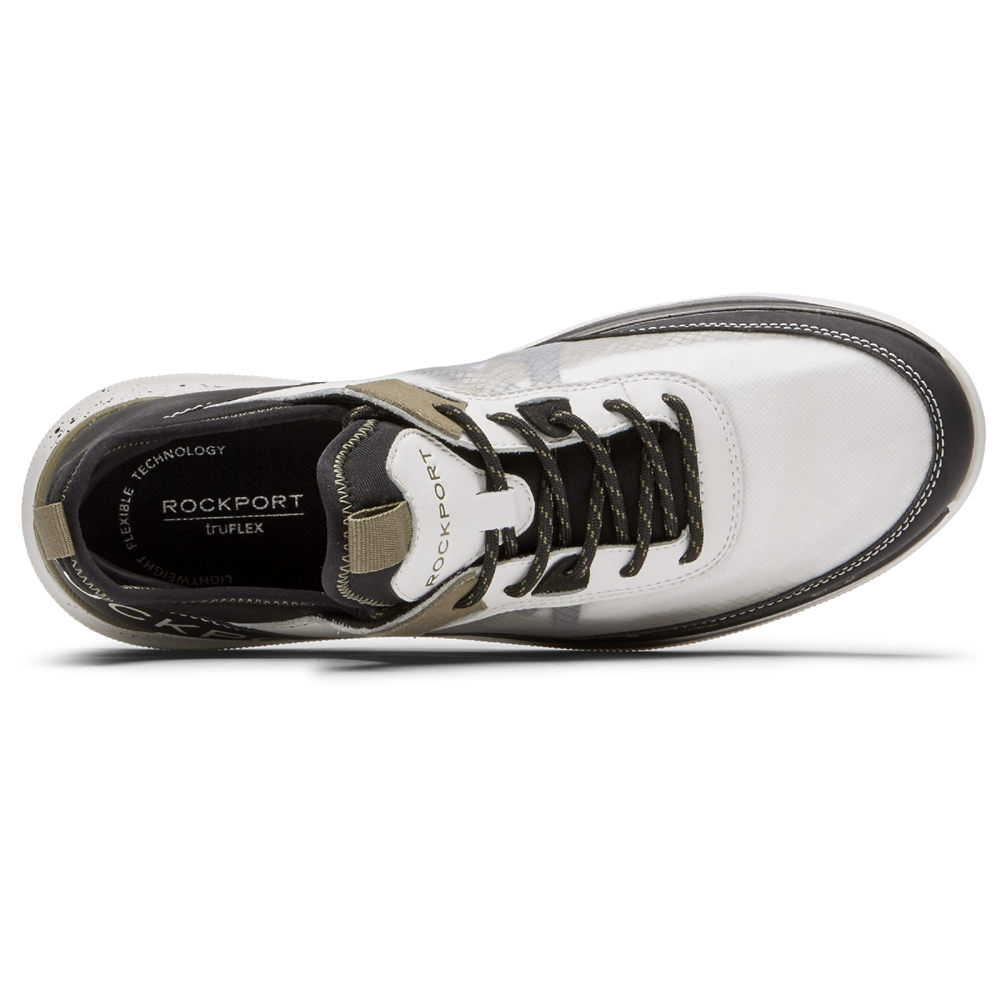 Tenis Rockport Homem Branco/Pretas - Truflex Hybrid Mudguard Tie - 67123BANT